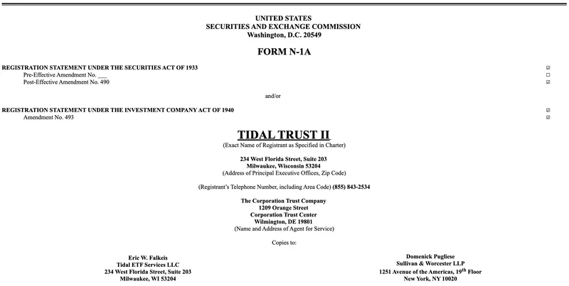 TidalTrust提案推出盘后交易比特币ETF，或提升收益潜力