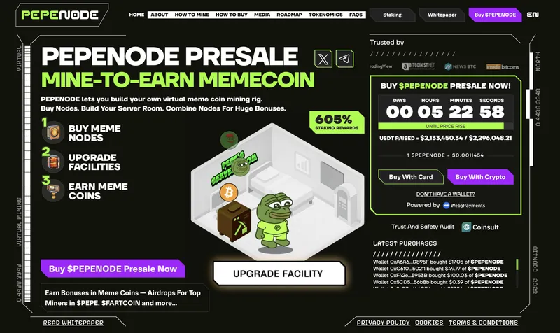PEPENODE presale page - best new meme coin.