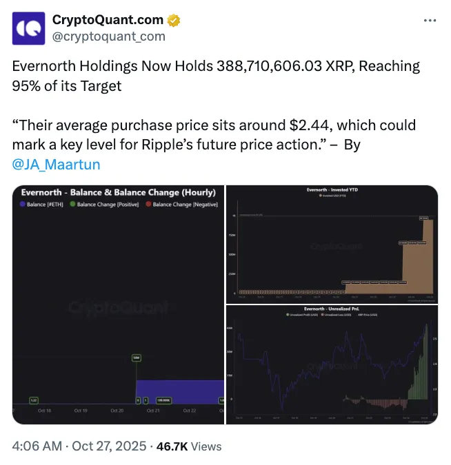 Evernorth计划在纳斯达克推出10亿美元XRP财库基金