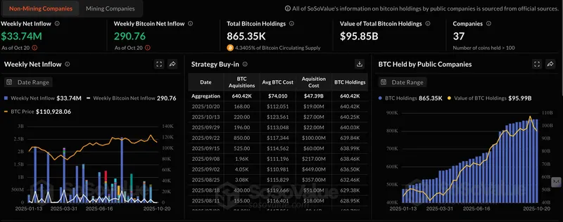比特币资金流入骤降但企业持仓逼近千亿美元