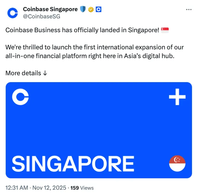 CoinbaseBusiness携USDC在新加坡启动，重塑企业支付体验