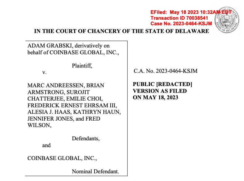Coinbase Insider Trading Lawsuit - Excerpt from Court Document