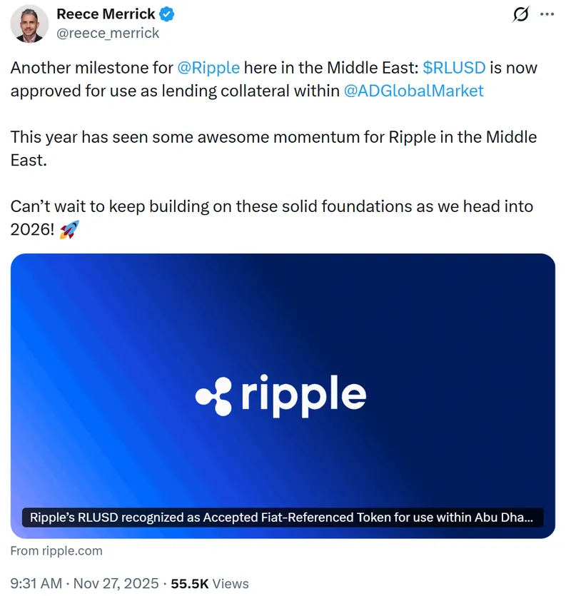 RippleRLUSD稳定币获阿布扎比监管机构批准用于机构交易