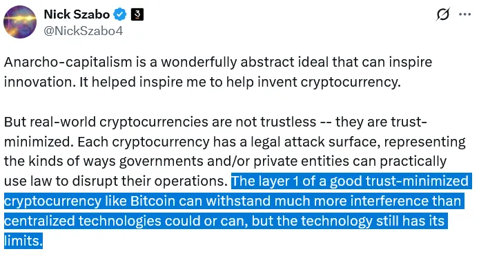 比特币并非无懈可击，Szabo揭示法律攻击风险