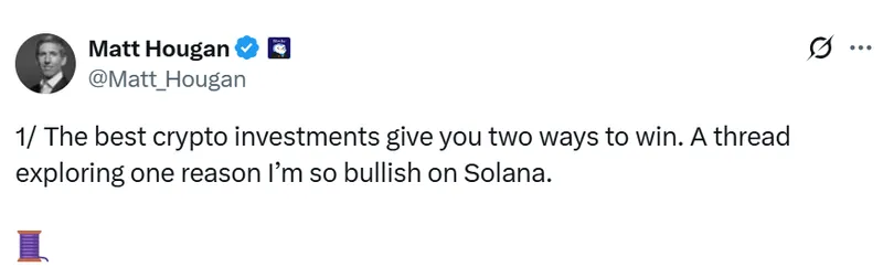 Bitwise高管看好Solana：双重机会助力市场份额提升