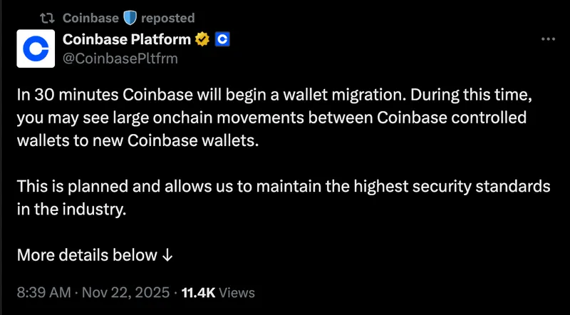Coinbase启动加密货币钱包迁移提升安全性