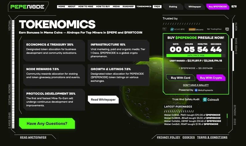 PEPENODE website - new crypto to buy today.