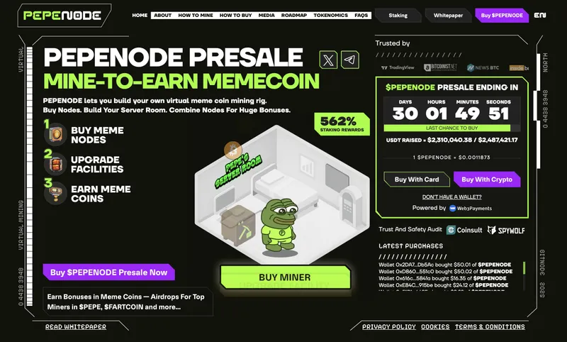 PEPENODE website - best meme coin to buy today.