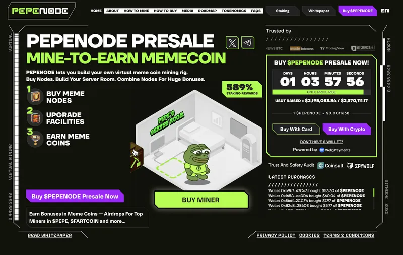 PEPENODE presale page - best altcoin coin to buy.