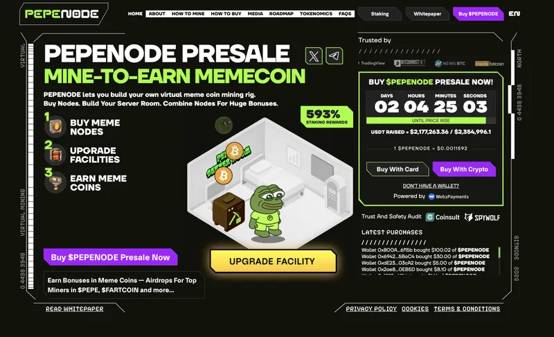 PEPENODE presale page - best altcoin coin to buy.