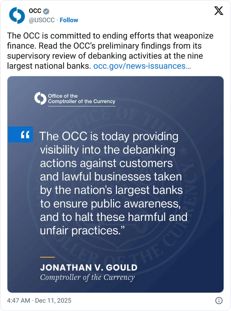 九大美国银行限制加密货币金融服务引发关注