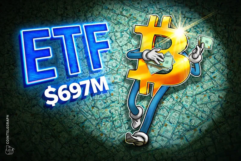 比特币(BTC)ETF 在 2026 年第二个交易日吸引了 6.97 亿美元的资金流入