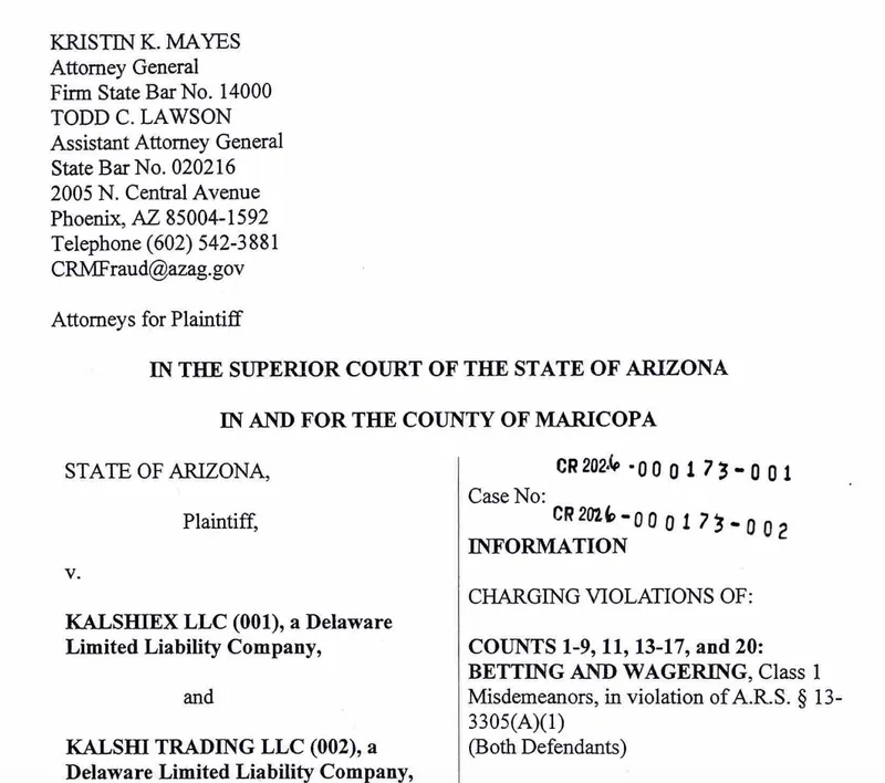 Law, Arizona, Court, Crimes, Kalshi, Prediction Markets