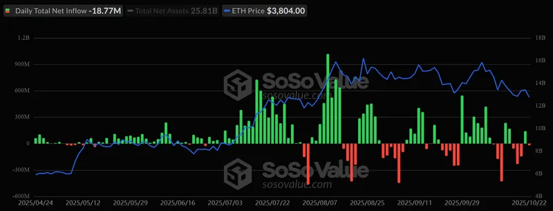 ETF净流入与现货价格的关系。来源:TradingView。